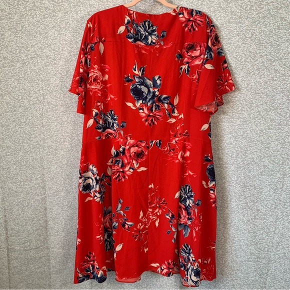 CITY CHIC Women's Plus Size Red Faux Wrap Short Sleeve Dress XXL (24) #509 - Picture 5 of 9